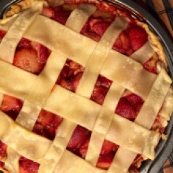 Strawberry pie-cake (there's a cake under that pie!)